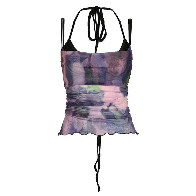 Vintage  Floral Layered Pleated Cami