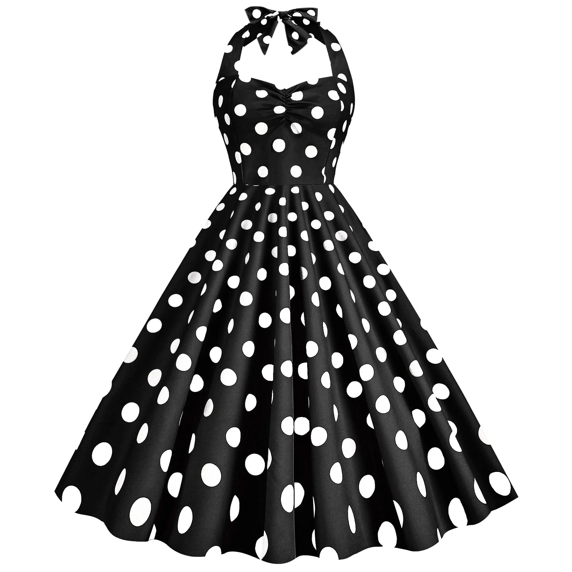 Women’s Polka Dot Slim-Fit Large Swing Dress – Retro Chic & Modern Comfort