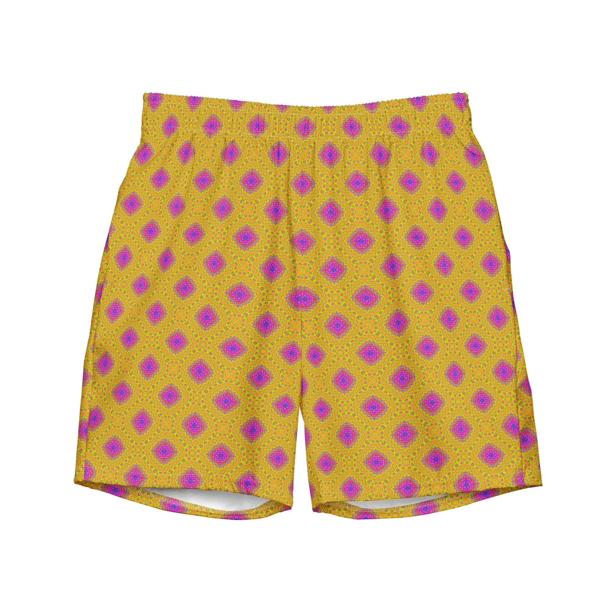 Yellow pattern swimming trunks for men