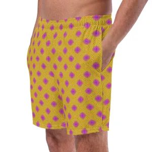 Yellow pattern swimming trunks for men